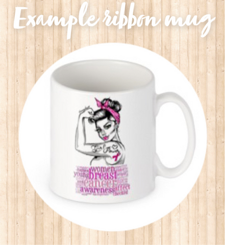 Ribbon awareness mugs